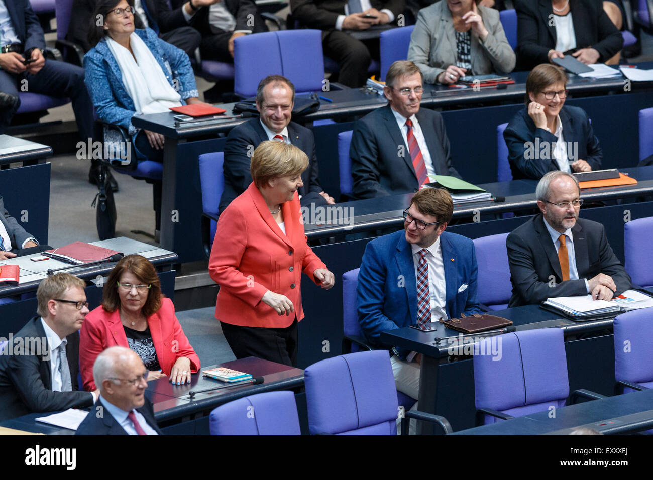 Berlin, Germany. 17th July, 2015. Special session of the German Parliament - consultation of government on the ' negotiations of the Government Federal relative to the concession of financial support for the Hellenic Republic of Greece ' realized at the German Parliament on 17.07.2015 in Berlin, Germany./Picture: German Chancellor Angela Merkel (CDU), during the session of the german Parliament to the concession of financial support for the Hellenic Republic of Greece. Credit:  Reynaldo Chaib Paganelli/Alamy Live News Stock Photo