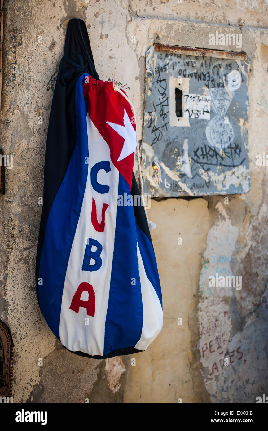 Cuban duffle bag hangs on a wall Stock Photo Alamy