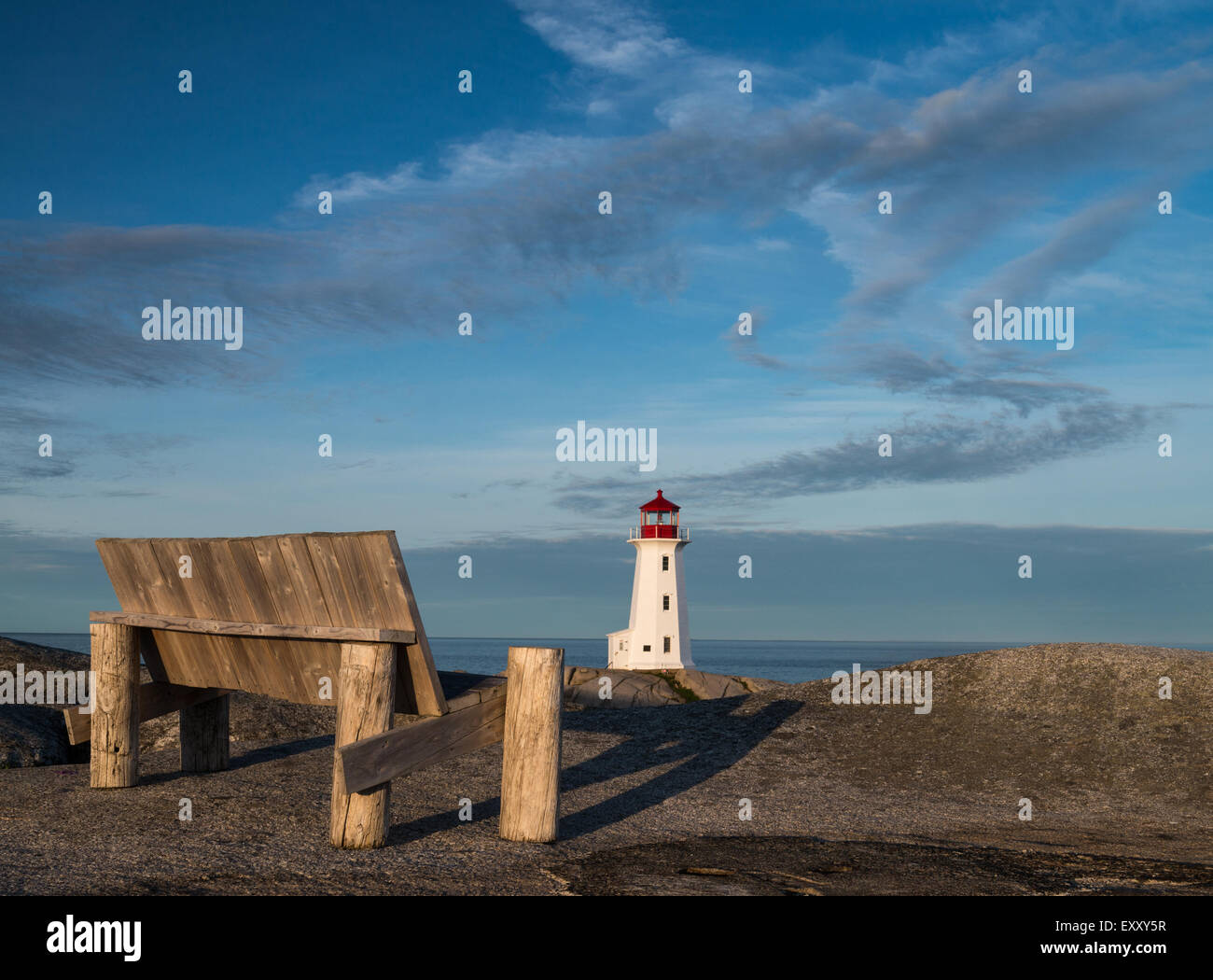 Early morning at Peggy's Cove Lighthouse, Nova Scotia, Canada - Stock Image