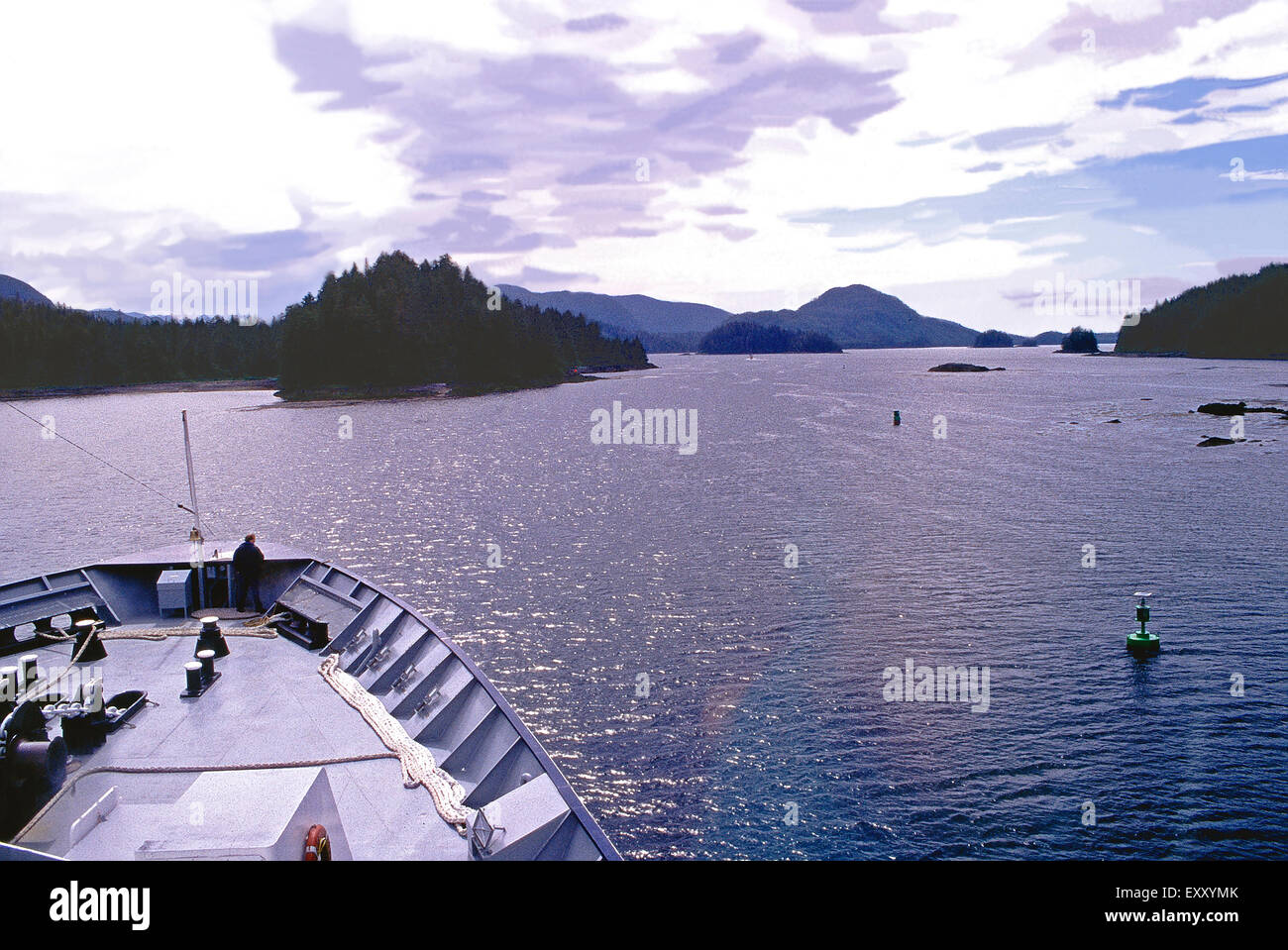 MV Columbia ferry enters the Peril Straits,Alaska Stock Photo