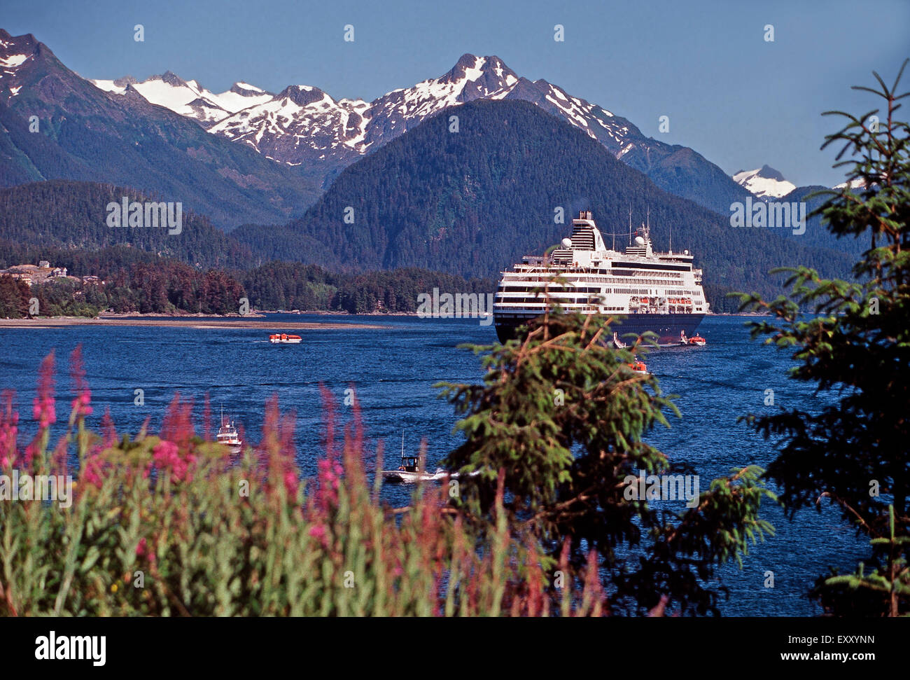 Cruise ship tendering passengers to Sitka,Alaska Stock Photo