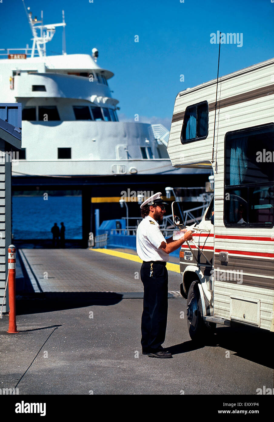 Checking in for loading, Alaska Marine Highway Ferry, Sitka,Alaska Stock Photo