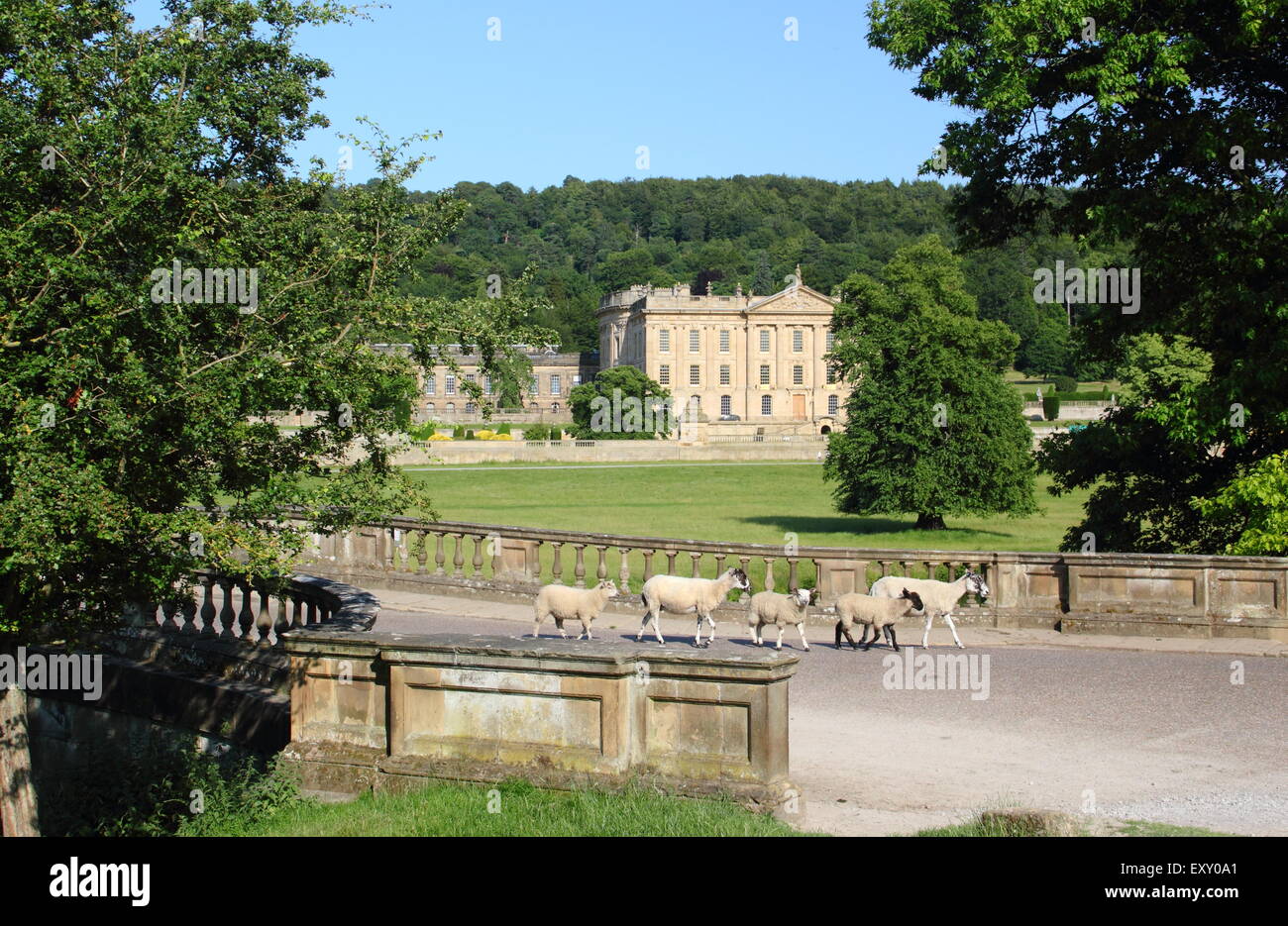 Chatsworth House, an historic English stately home in the Peak District National Park, Derbyshire England UK Stock Photo