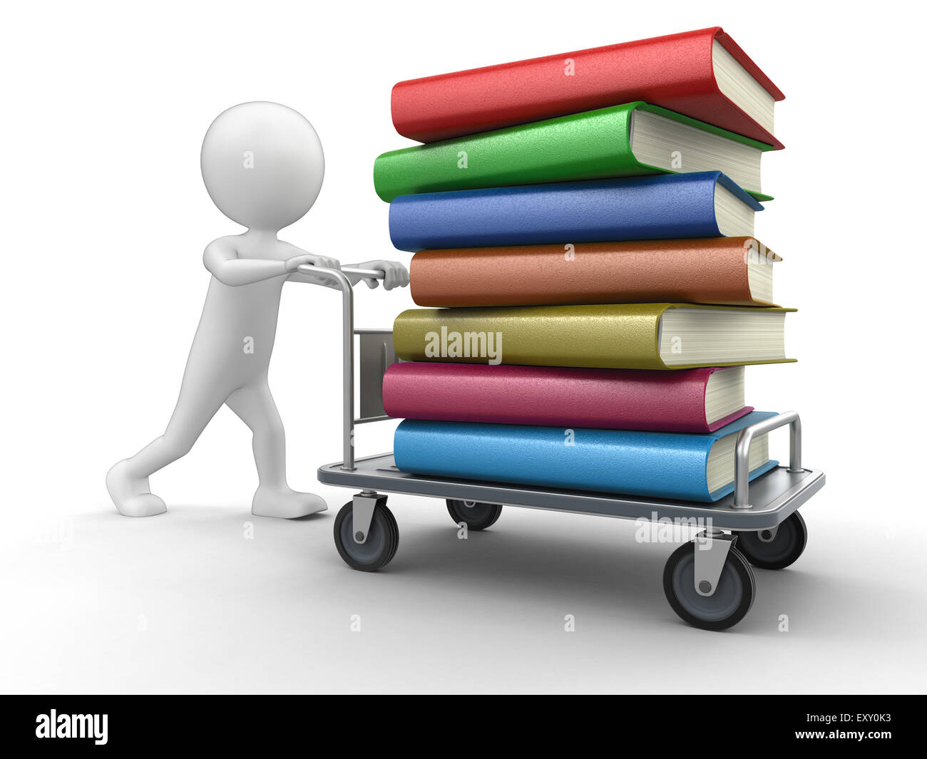 Man and Handtruck with books Stock Photo