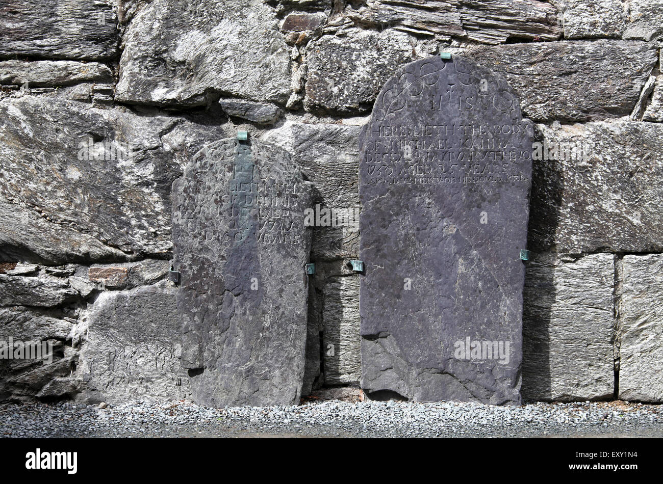 Detail of the ruined Cathedral of St Peter and St Paul at Glendalough Monastic Site in County Wicklow Stock Photo