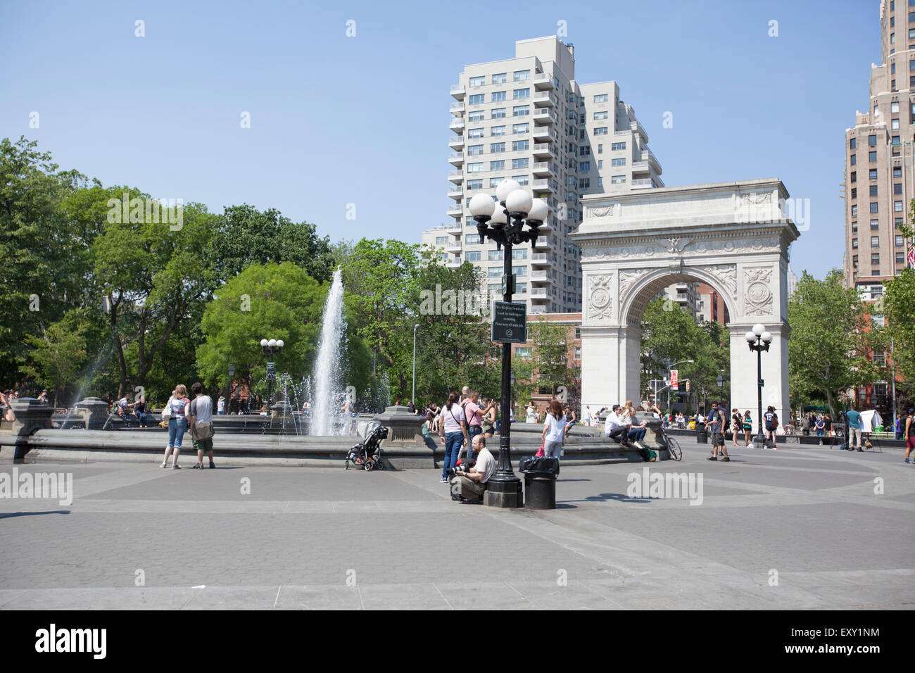 NEW YORK - May 27, 2015: Washington Square Park is one of the best-known of New York City's  public parks. At 9.75 acres , it is Stock Photo