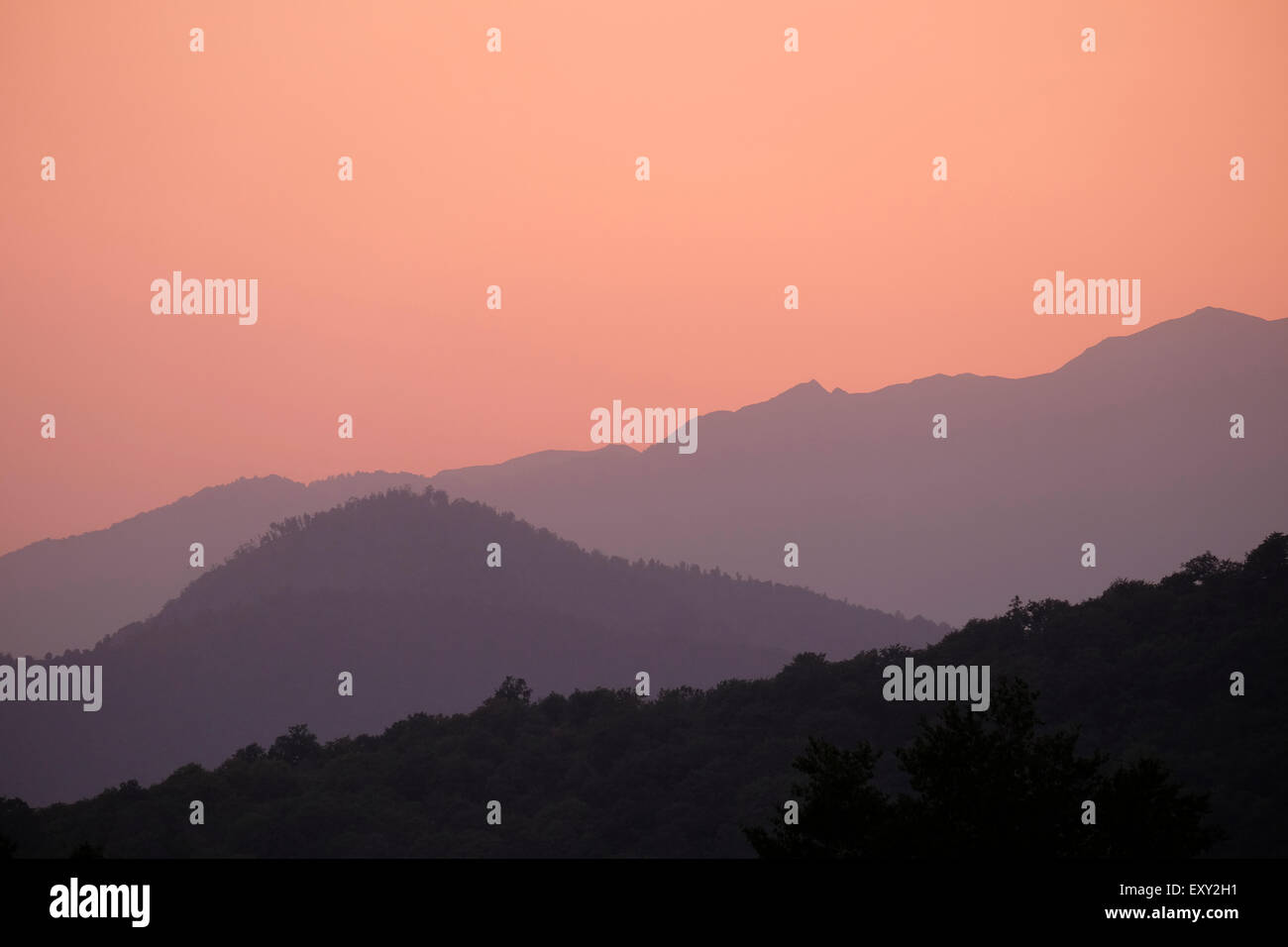 Mountains surrounding the town of Gabala in Qabala Rayon Azerbaijan Stock Photo