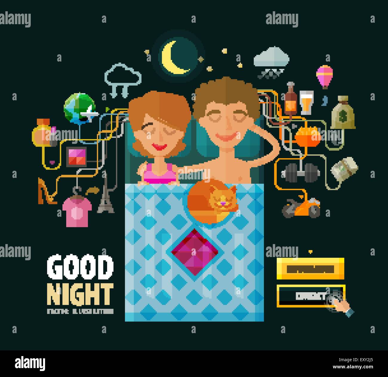 Good Night vector logo design template. Dream, vision or sleep icons Stock Vector