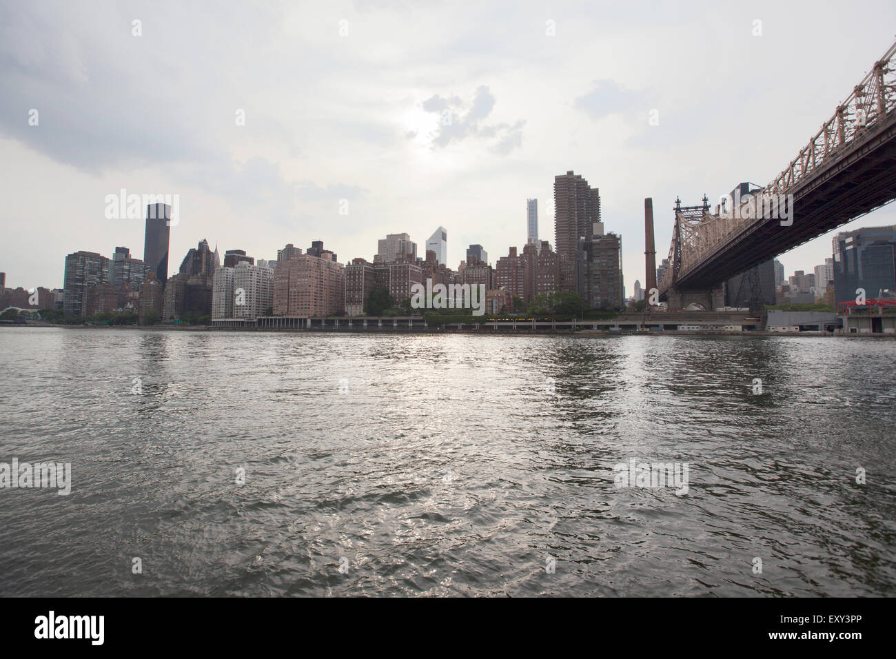 NEW YORK - May 28, 2015: View of Manhattan from Roosevelt Island as seen on May 28, 2015. Stock Photo