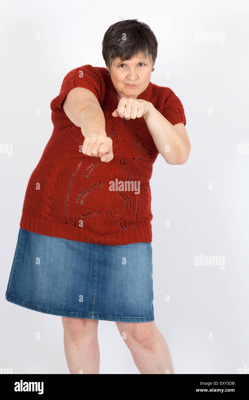 Mature woman fist up isolated hi-res stock photography and images - Alamy