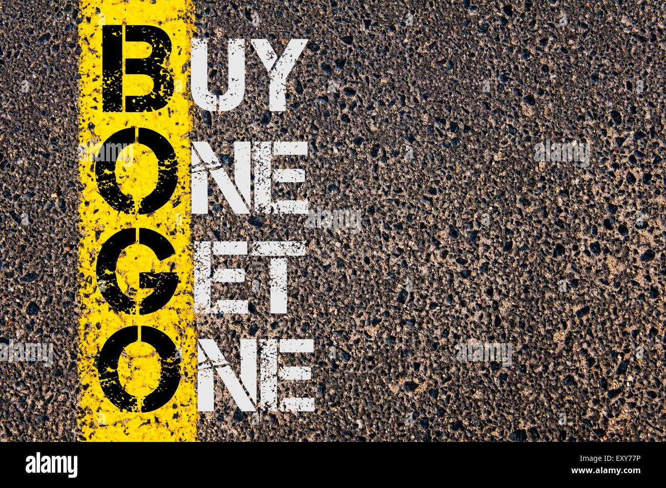 Concept image of Business Acronym BOGO as Buy One Get One written over