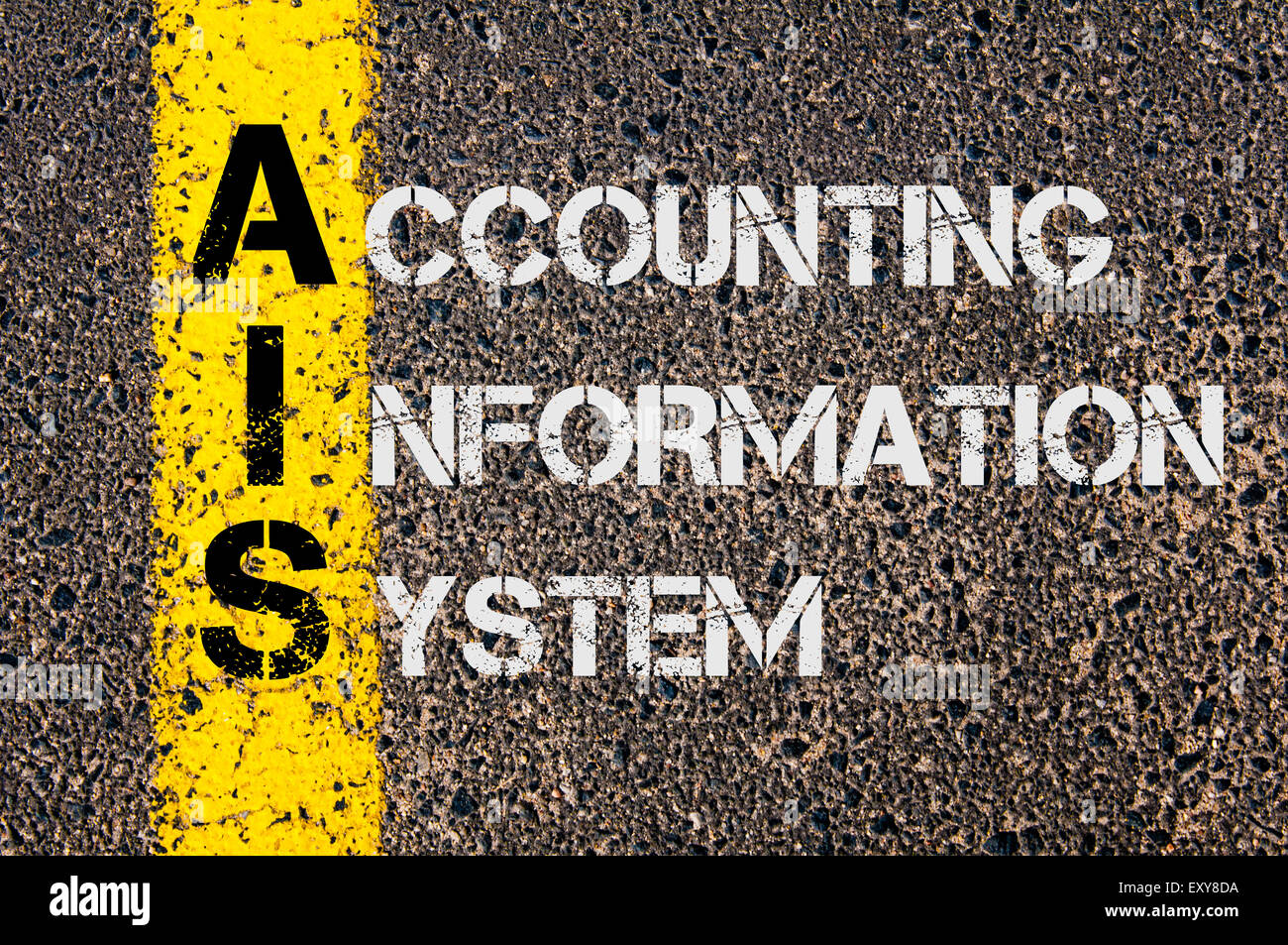 Concept image of Business Acronym AIS as Accounting Information System  written over road marking yellow paint line Stock Photo - Alamy