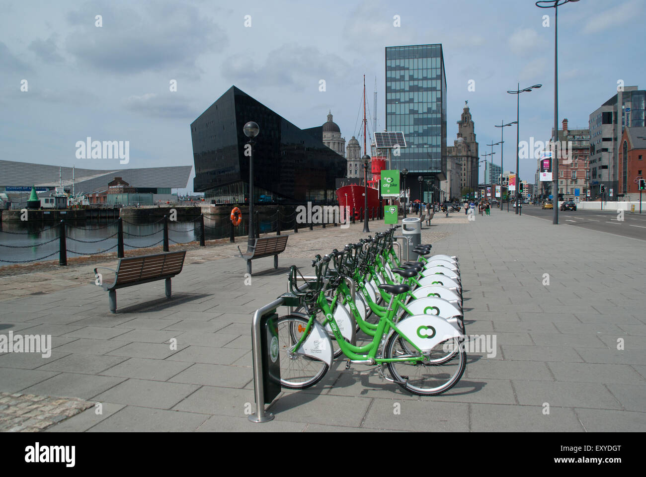 Cycles for hire Liverpool Stock Photo