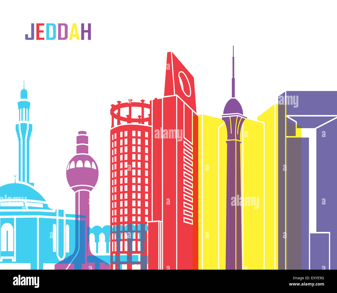 Jeddah skyline pop in editable vector file Stock Photo