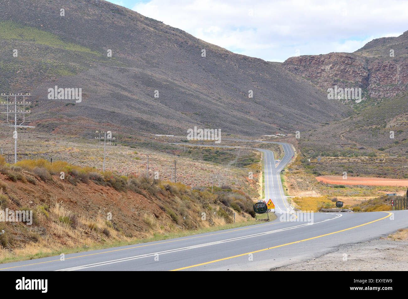 Southern end of the Hex River Pass in the Western Cape Province of South Africa Stock Photo