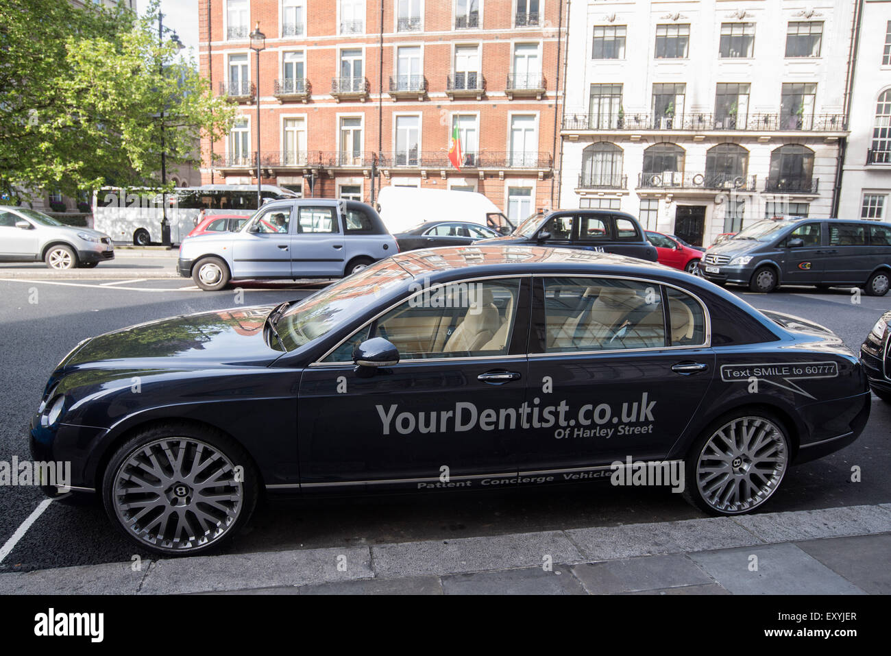 A Harley Street dentist offers a chauffeur driven Bentley for his patients.  Featuring: View Where: London, United Kingdom When: 17 May 2015 Stock Photo