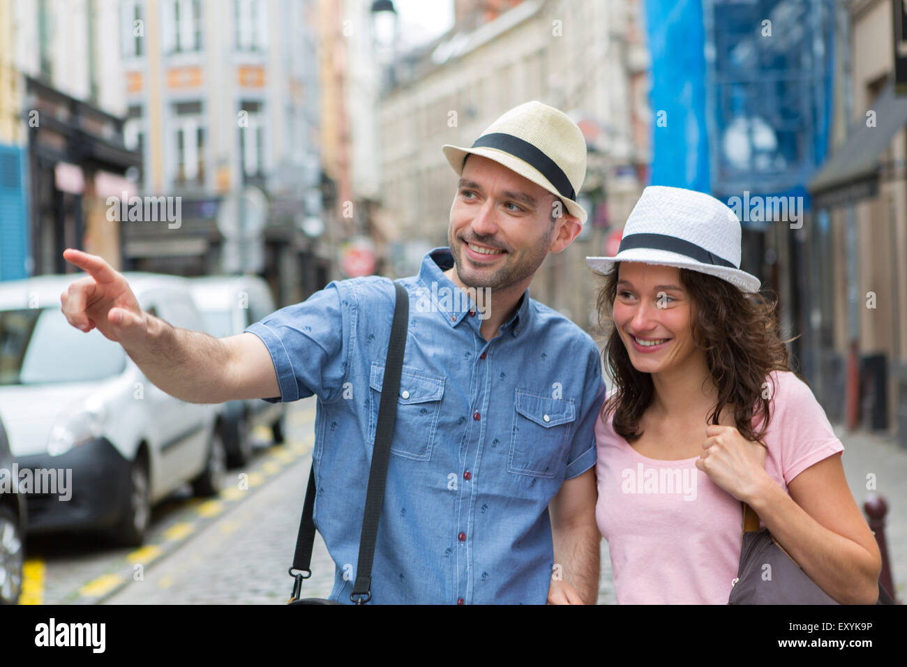 View of a Young couple visiting city during holidays Stock Photo
