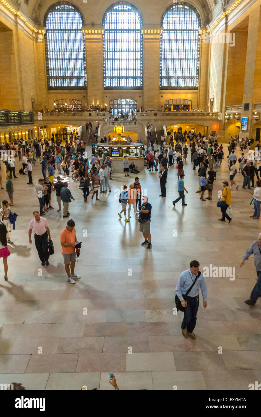 New York City, NY, USA, Aerial View, High Angle, Crowd Tourists inside Grand Central Station Terminal, Main Concourse Stock Photo