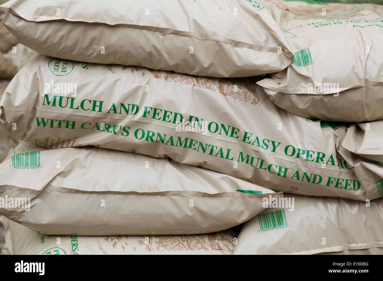 Stacked Bags Mulch and feed Stock Photo