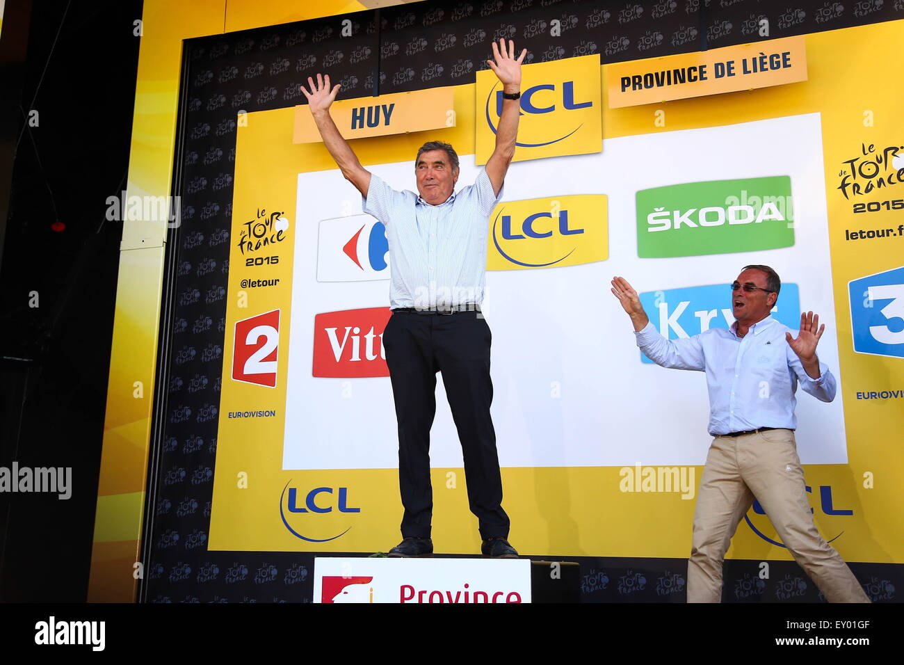 Eddy Merckx/Bernard Hinault - 06.07.2015 - Etape 3 : Anvers/Mur de Huy - Tour de France 2015.Photo : Blondeau/Aop Press/Icon Sport Stock Photo
