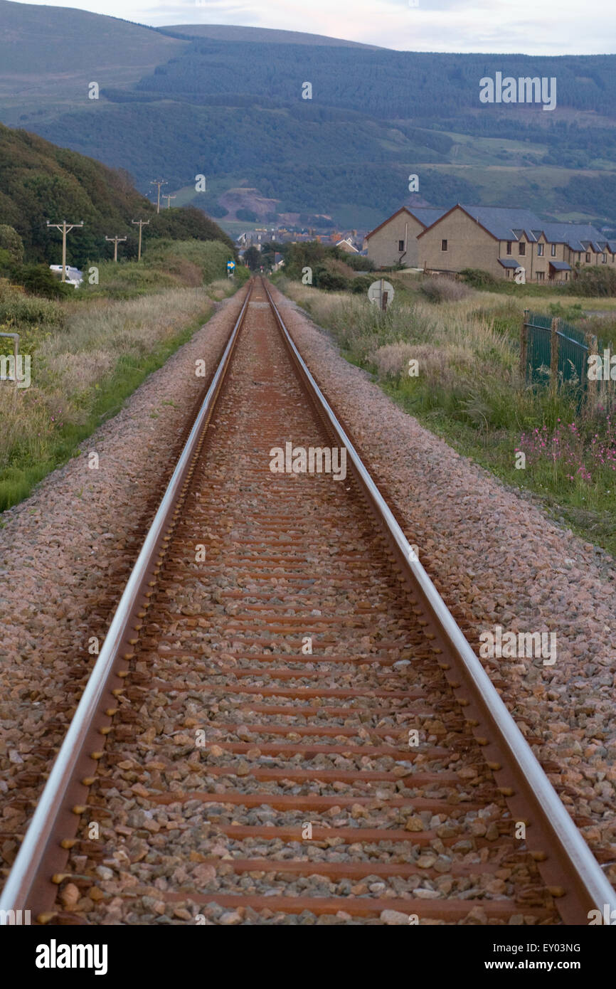 Working Railway line cross country train tracks Stock Photo Alamy