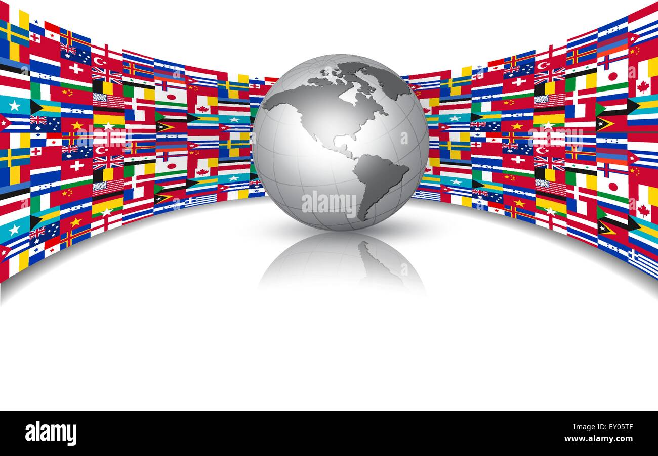 World Flags Background With A Globe. Vector Stock Vector Image & Art
