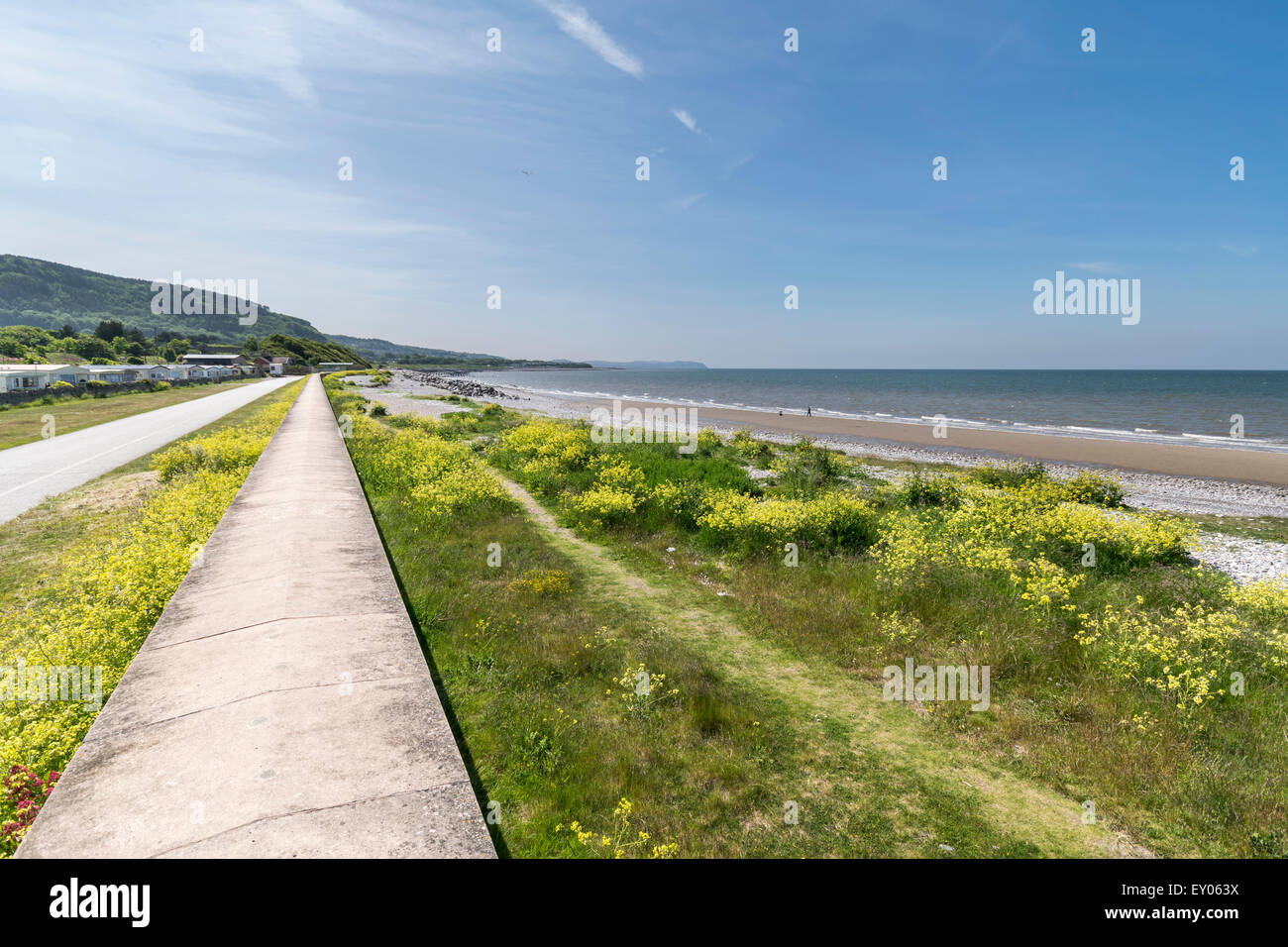 North Wales coastal cycle path and beach from Pensarn Abergele to Llanddulas Stock Photo Alamy