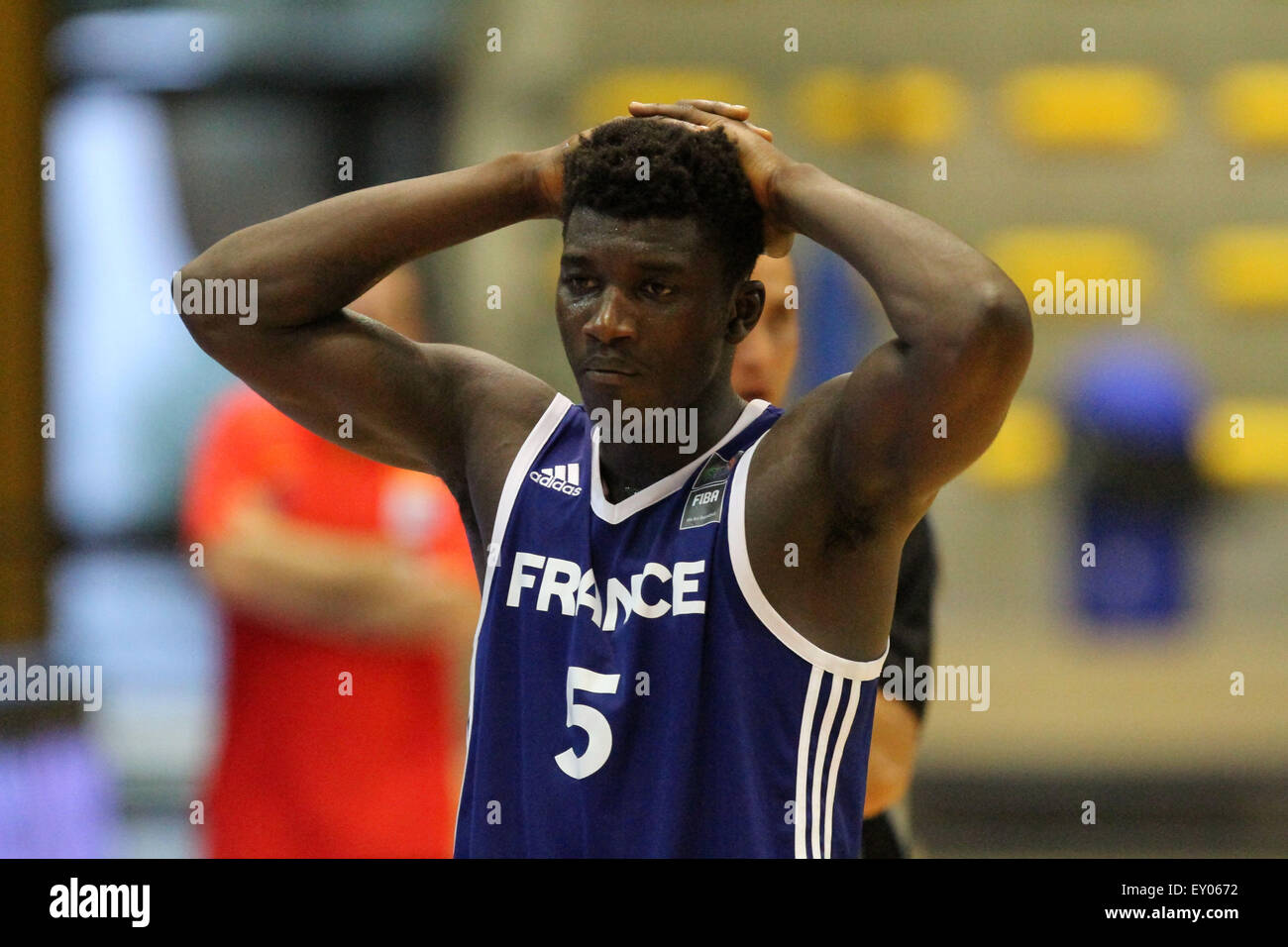 Lignano, Italy. 18th July, 2015. France's Ibrahima Sidibe during the basketball semi finals  match between Spain and France of the U20 European Championship Men 2015 in Pala Getur sports hall of Lignano on Saturday 18th July 2015. Credit:  Andrea Spinelli/Alamy Live News Stock Photo