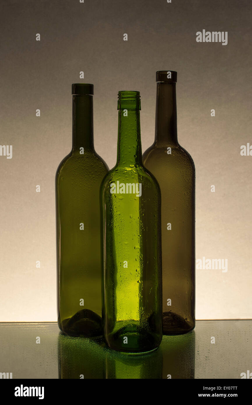 Wet empty glass bottles Stock Photo Alamy