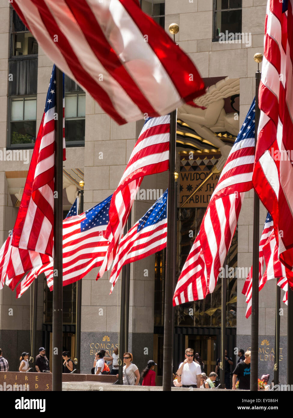 American Flags at Rockefeller Center Plaza, NYC Stock Photo Alamy