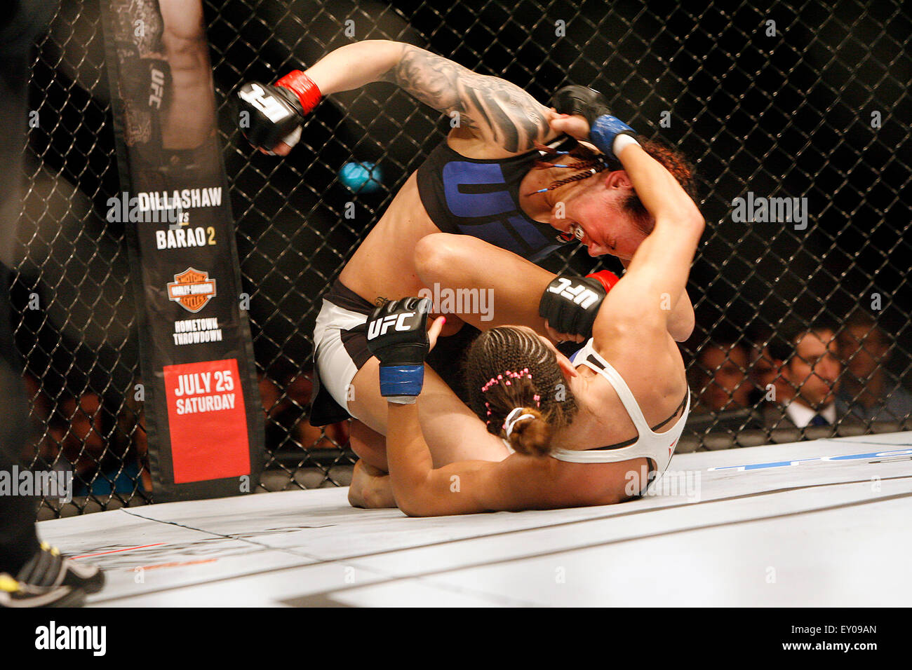 Glasgow, Scotland, UK. 18th July, 2015. Joanne Calderwood beats Cortney Casey-Sanchez by KO during UFC Fight Night 72: Bisping vs Leites at The SSE Hydro on Saturday the 18 of July 2015 Credit:  Dan Cooke/Alamy Live News Stock Photo