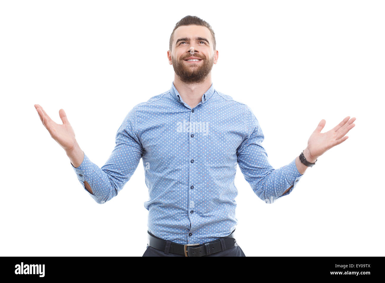 Man holding his arms out Stock Photo Alamy