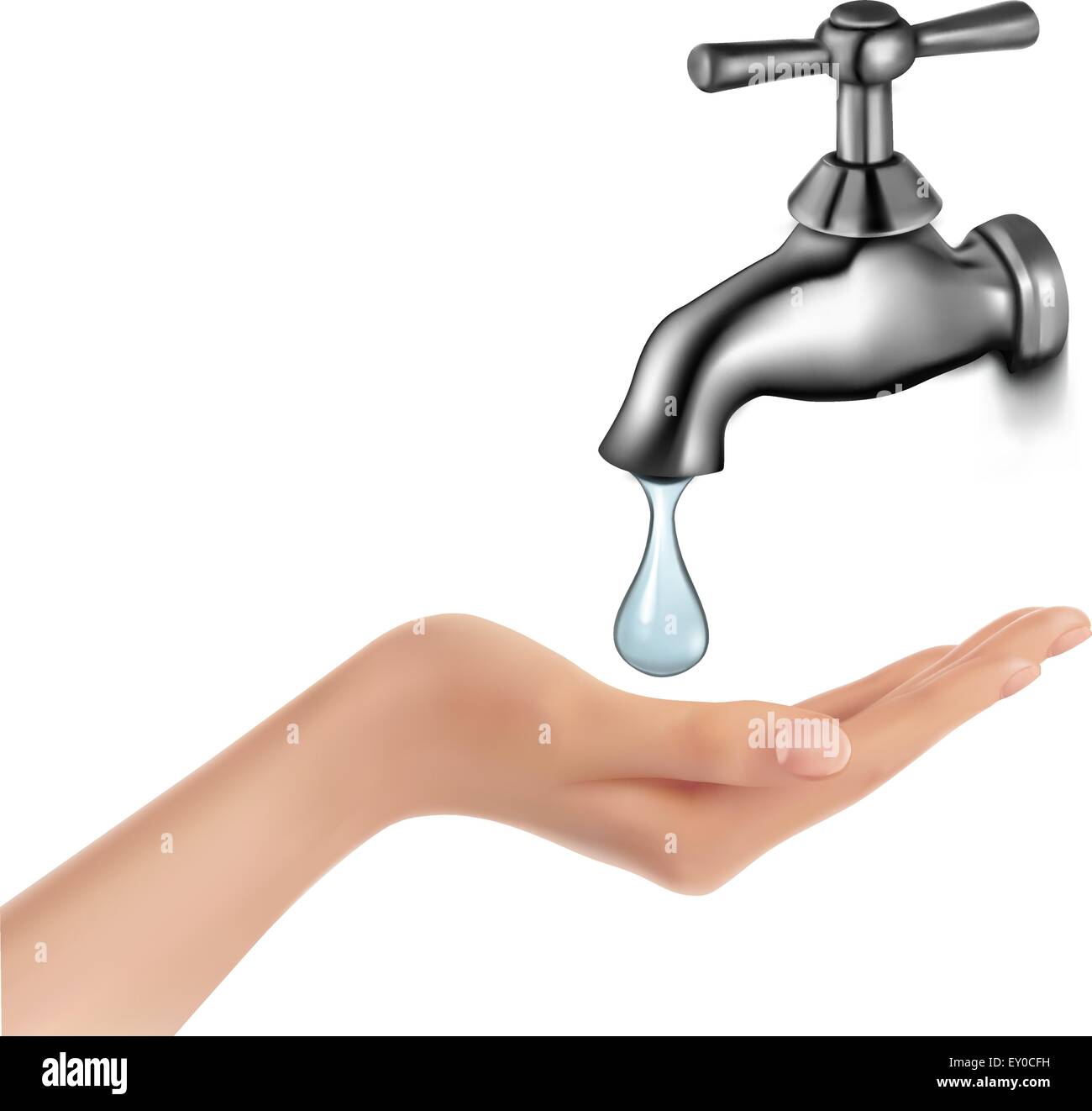 Water tap with drop and hand. Vector illustration Stock Vector Image ...
