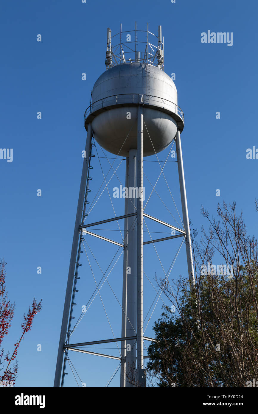 Water Tower with cell phone antennas Stock Photo
