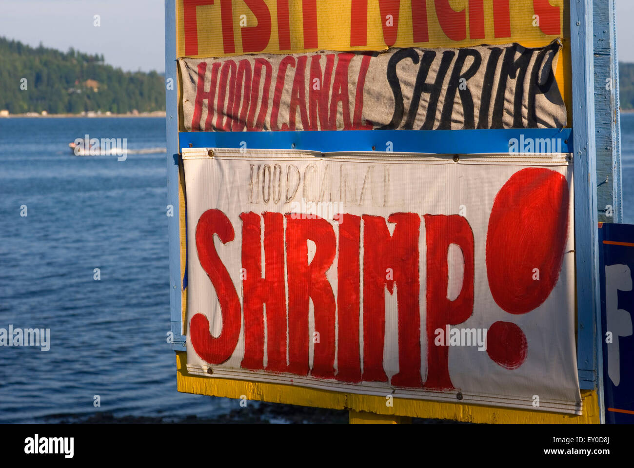 Seafood sign, Hoodsport, Washington Stock Photo