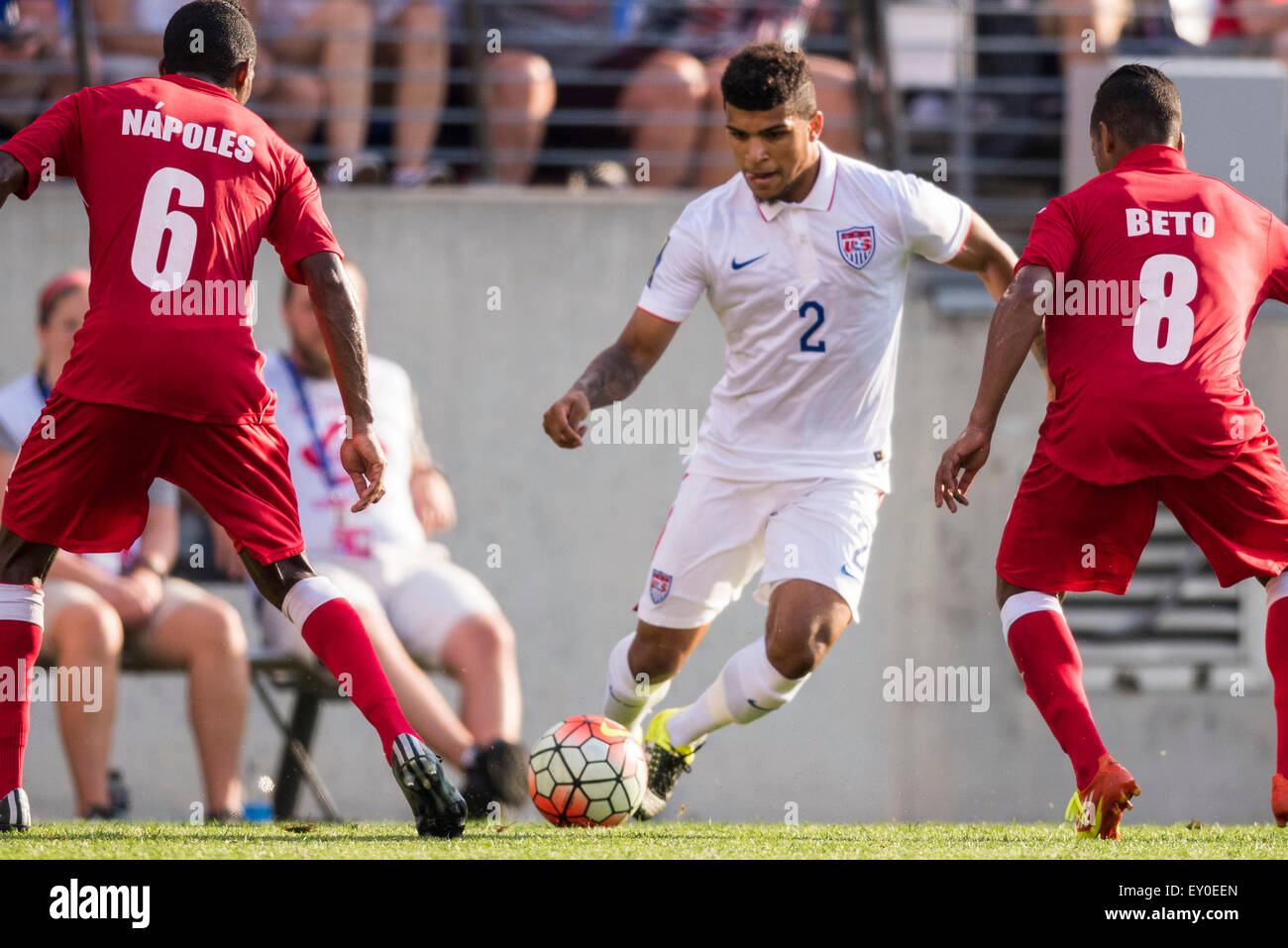 Baltimore, Maryland, USA. 18th July, 2015. #2 USA M DeAndre Yedlin during the CONCACAF Gold Cup quarterfinal match between USA and Cuba at M&T Bank Stadium in Baltimore, MD. Jacob Kupferman/CSM/Alamy Live News Stock Photo