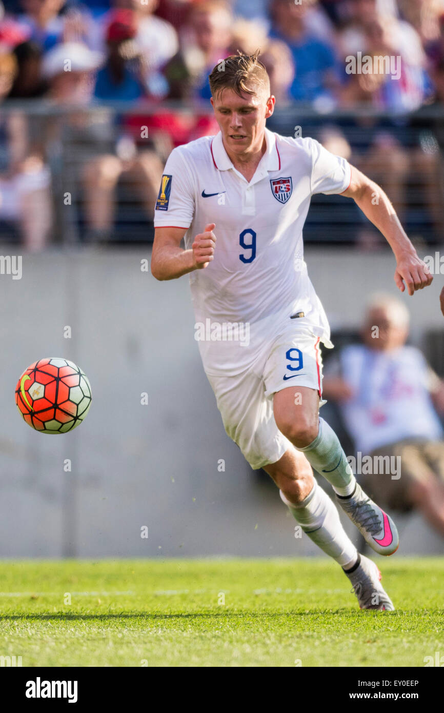 Baltimore, Maryland, USA. 18th July, 2015. #9 USA F Aron Johannsson during the CONCACAF Gold Cup quarterfinal match between USA and Cuba at M&T Bank Stadium in Baltimore, MD. Jacob Kupferman/CSM/Alamy Live News Stock Photo