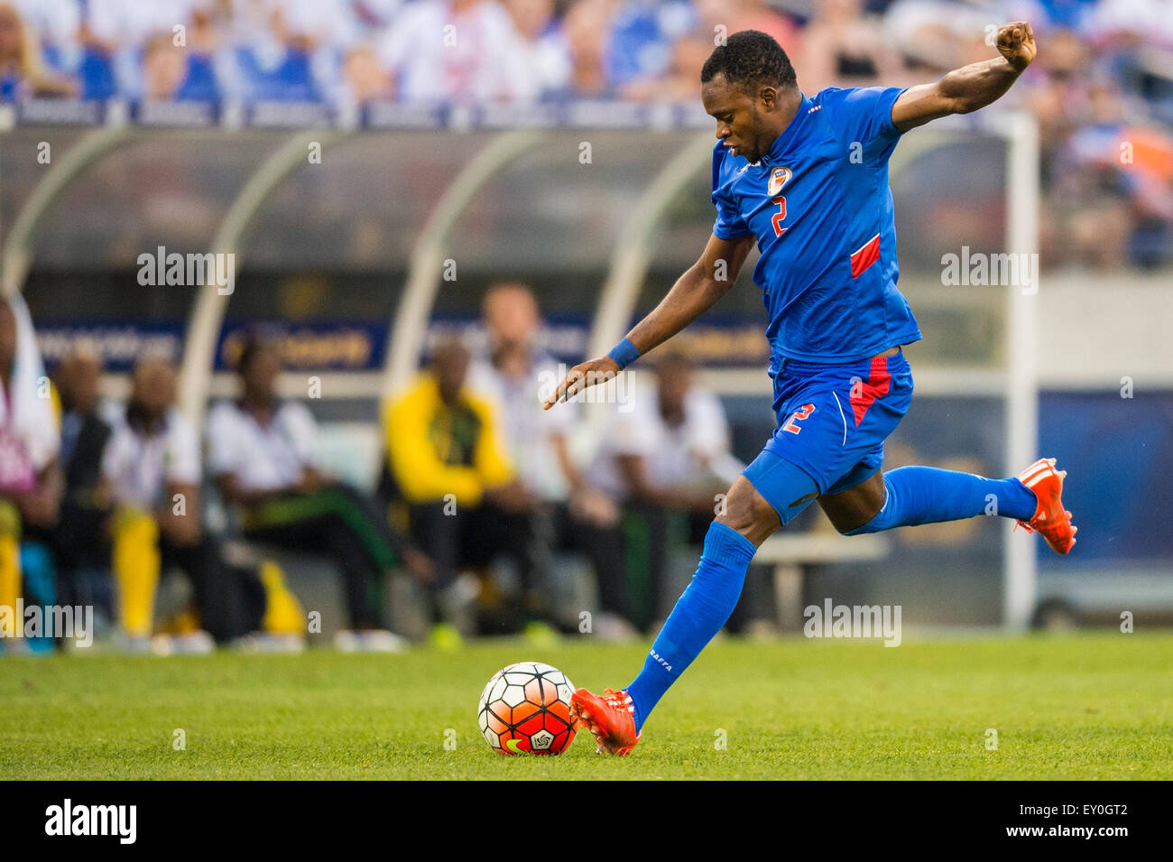 Baltimore, MD, USA. 18th July, 2015. #2 Haiti M Jean Sony Alcenat during  the CONCACAF Gold Cup quarterfinal match between Haiti and Jamaica at M&T  Bank Stadium in Baltimore, MD. Jacob Kupferman/CSM/Alamy