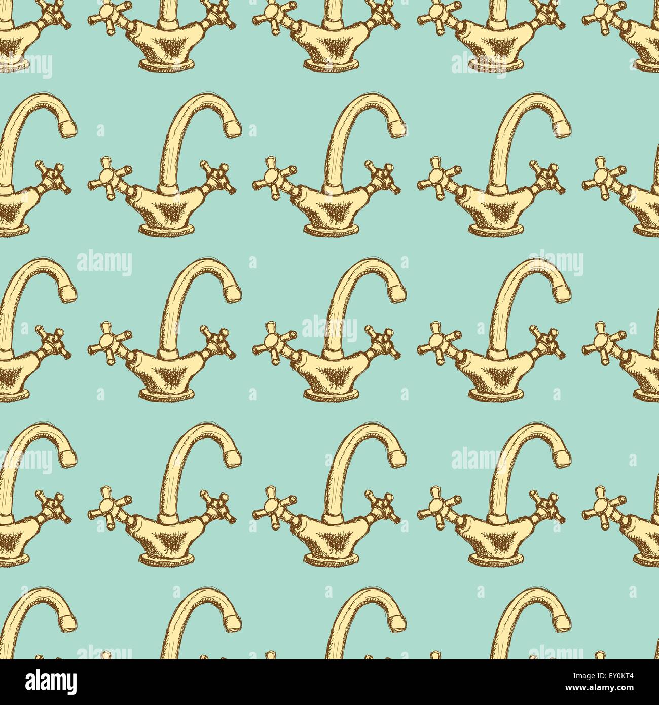 Sketch tap in vintage style, vector seamless pattern Stock Vector