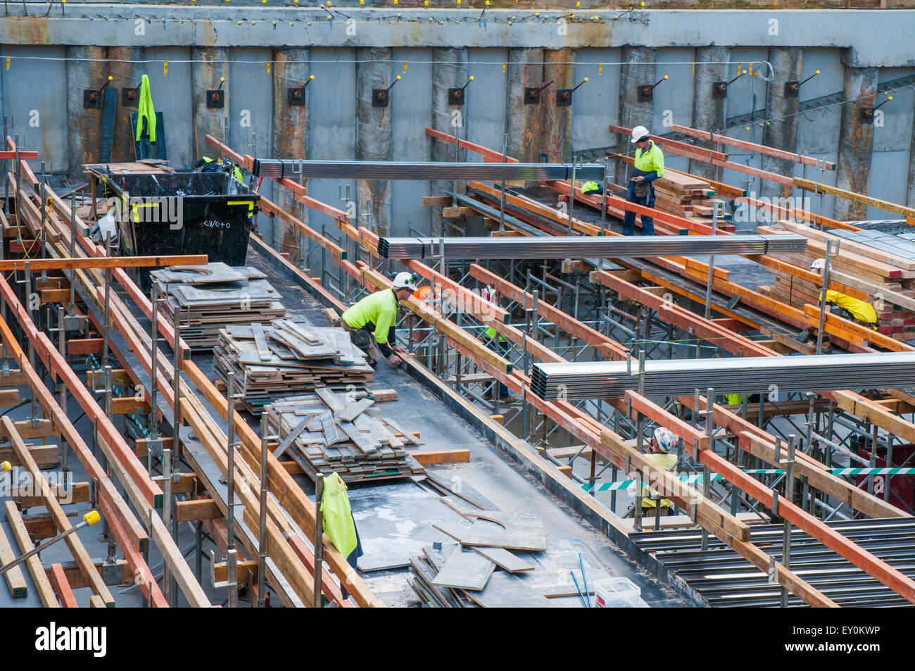 Workers on a Melbourne construction site Stock Photo Alamy