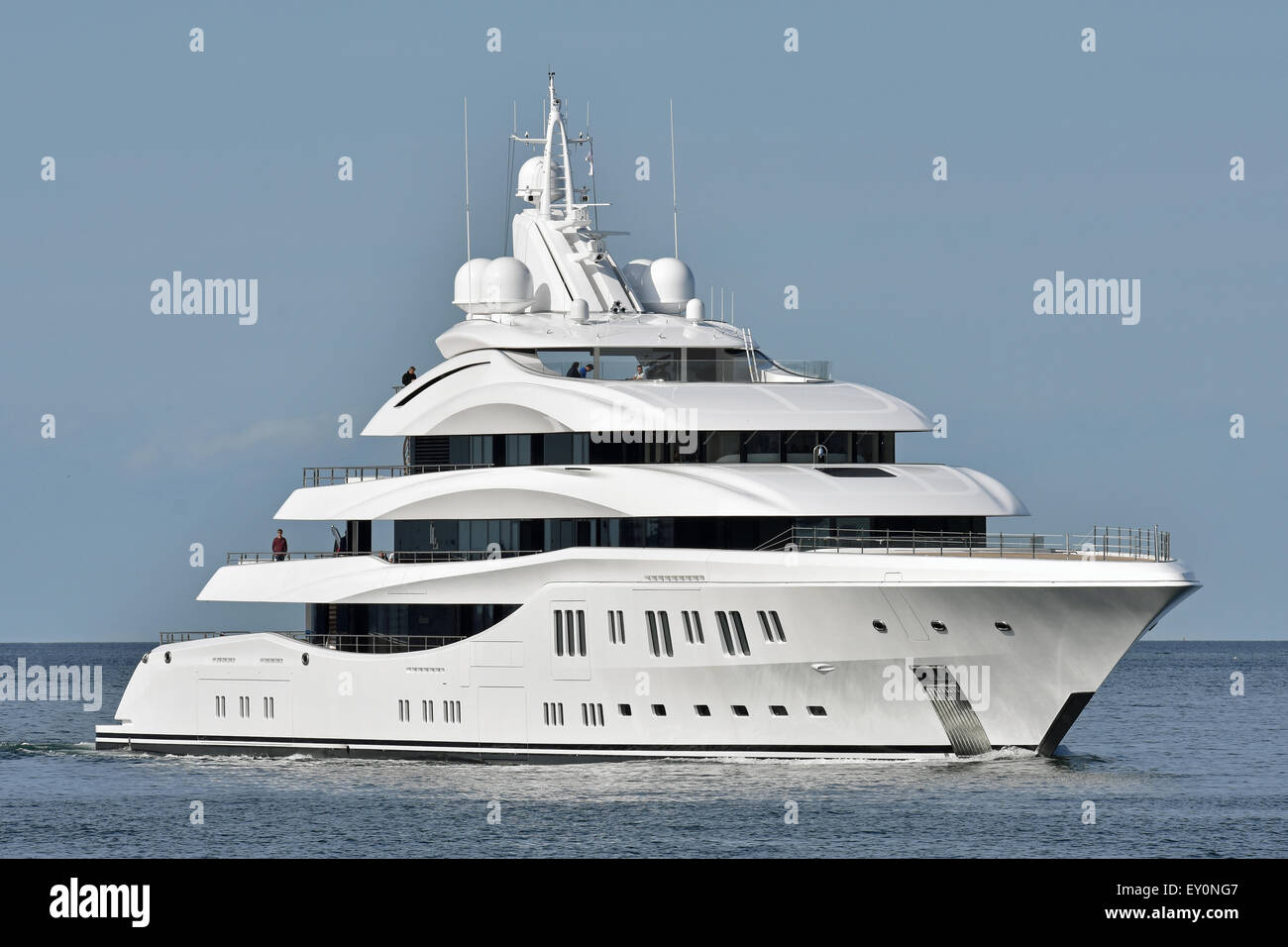 Brandnew yacht Lady Lara performing seatrials at the baltic sea and the Kiel Fjord. Stock Photo