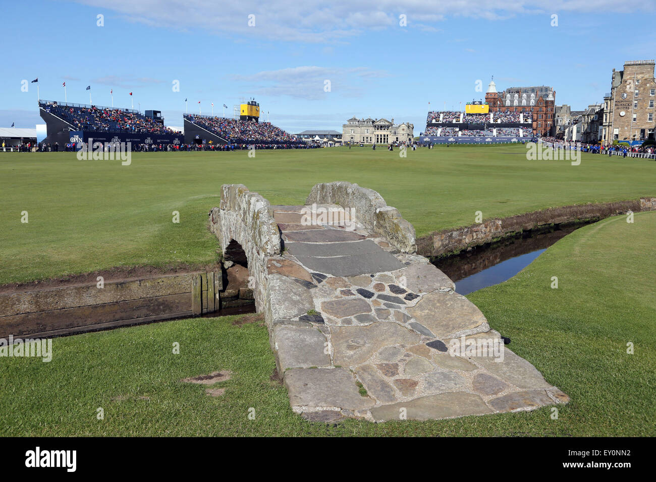 Fife, Scotland. 15th July, 2015. The Swilcan Bridge Golf A practice
