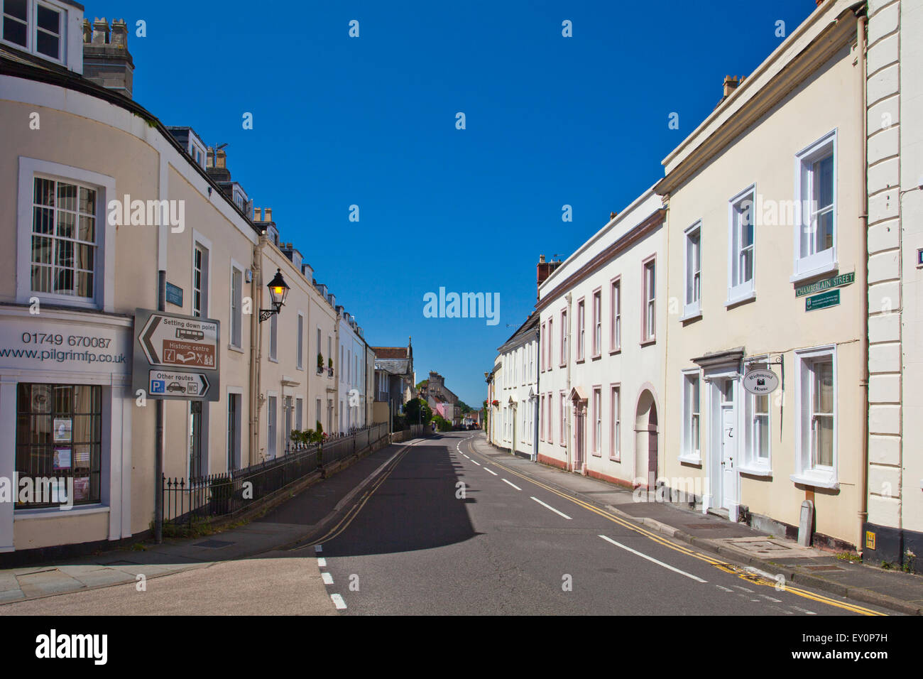 Elegant architecture in Chamberlain Street, Wells, Somerset