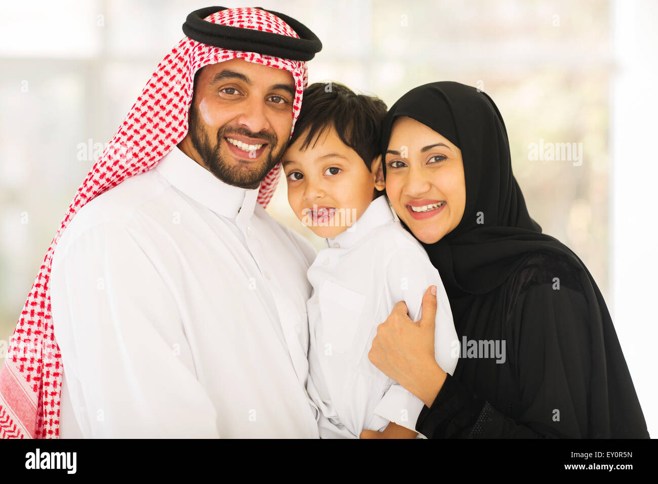 portrait of happy middle eastern family Stock Photo