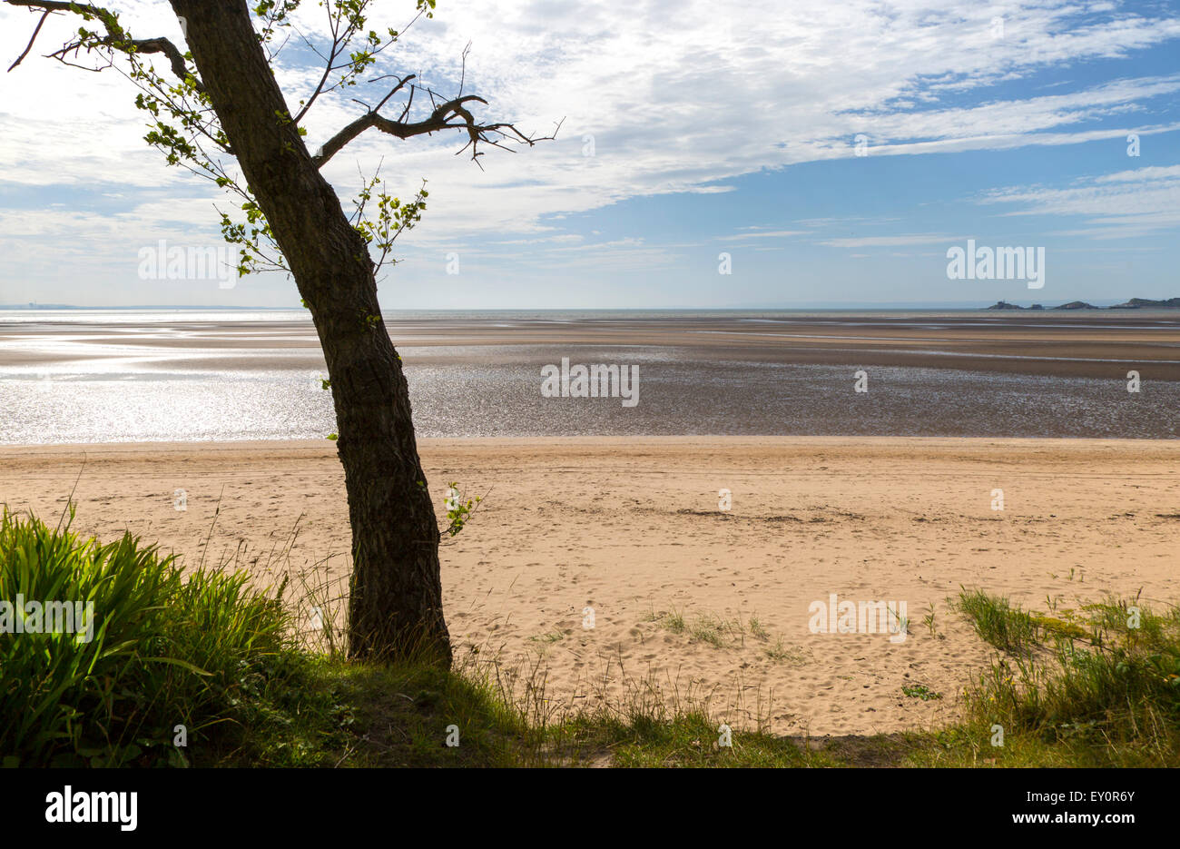 Beach at low tide, Swansea Bay, Swansea, South Wales, West Glamorgan, UK Stock Photo