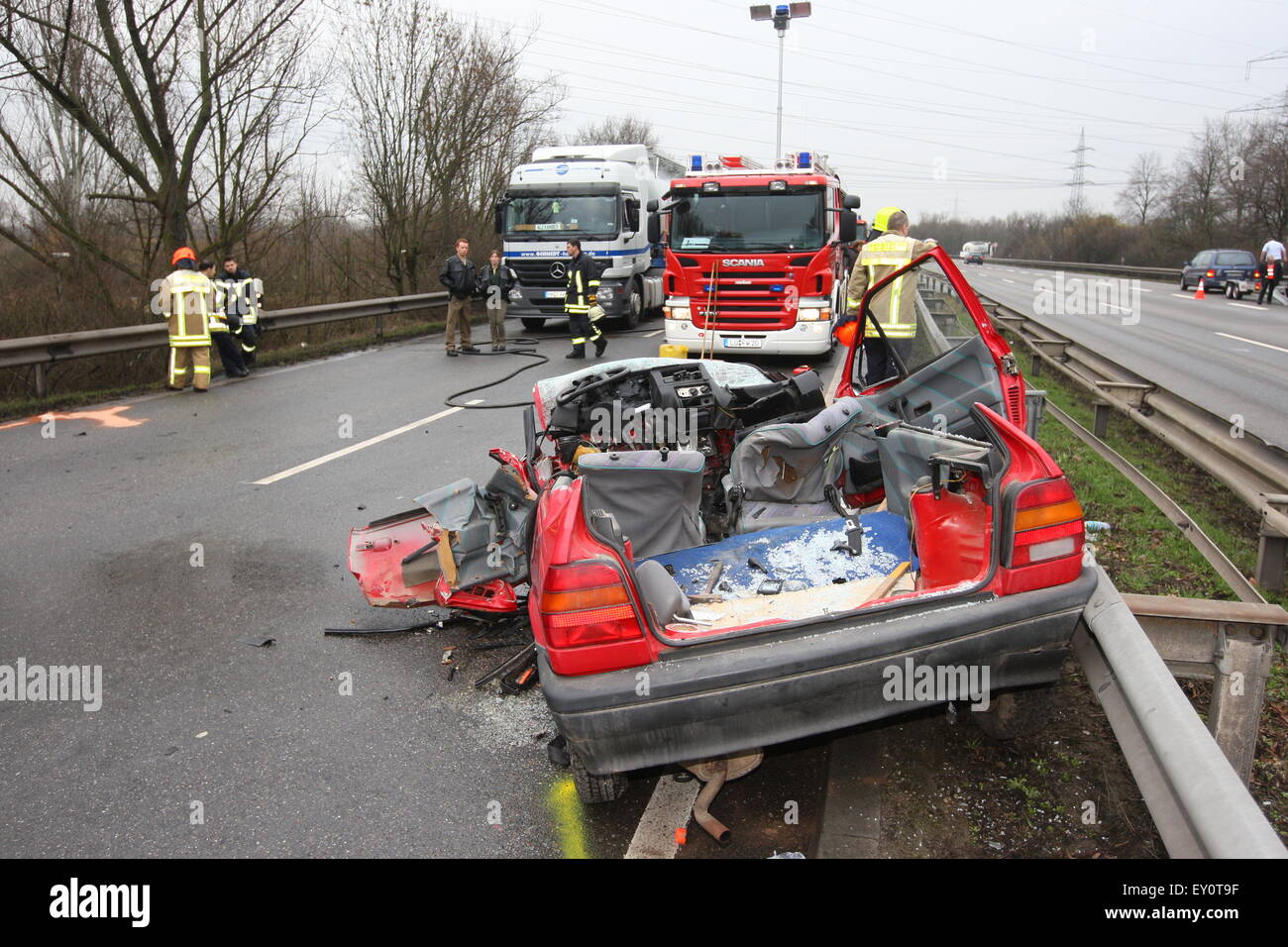 Worms, Germany MŠrz 2, 2009 Car crash on highway Stock Photo Alamy
