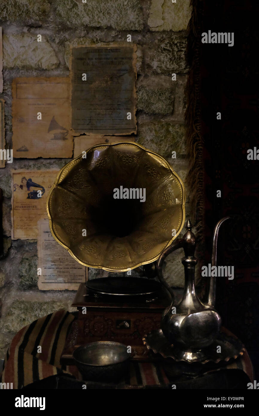 Old gramophone in a restaurant in the city of Baku capital of Azerbaijan Stock Photo