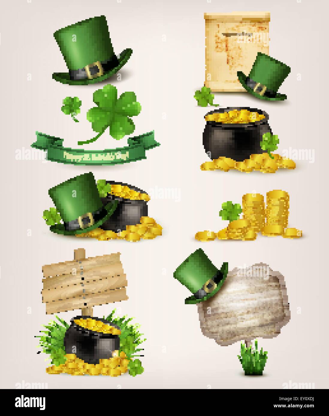 Set of St. Patrick's Day related icons. Vector. Stock Vector