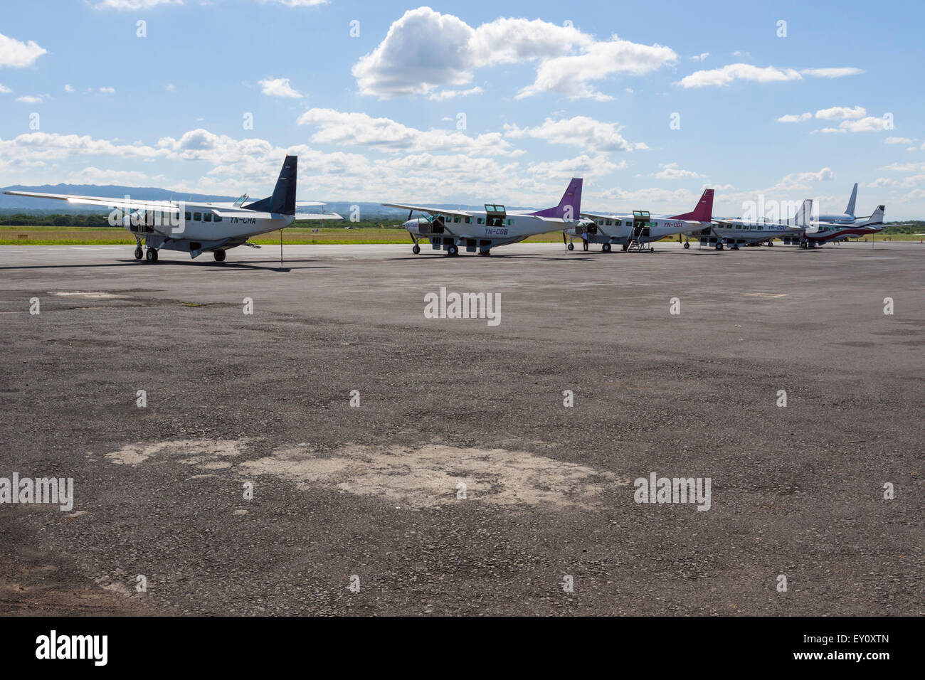 La Costeña airplanes parked at Augusto C. Sandino International Airport in Managua, Nicaragua Stock Photo