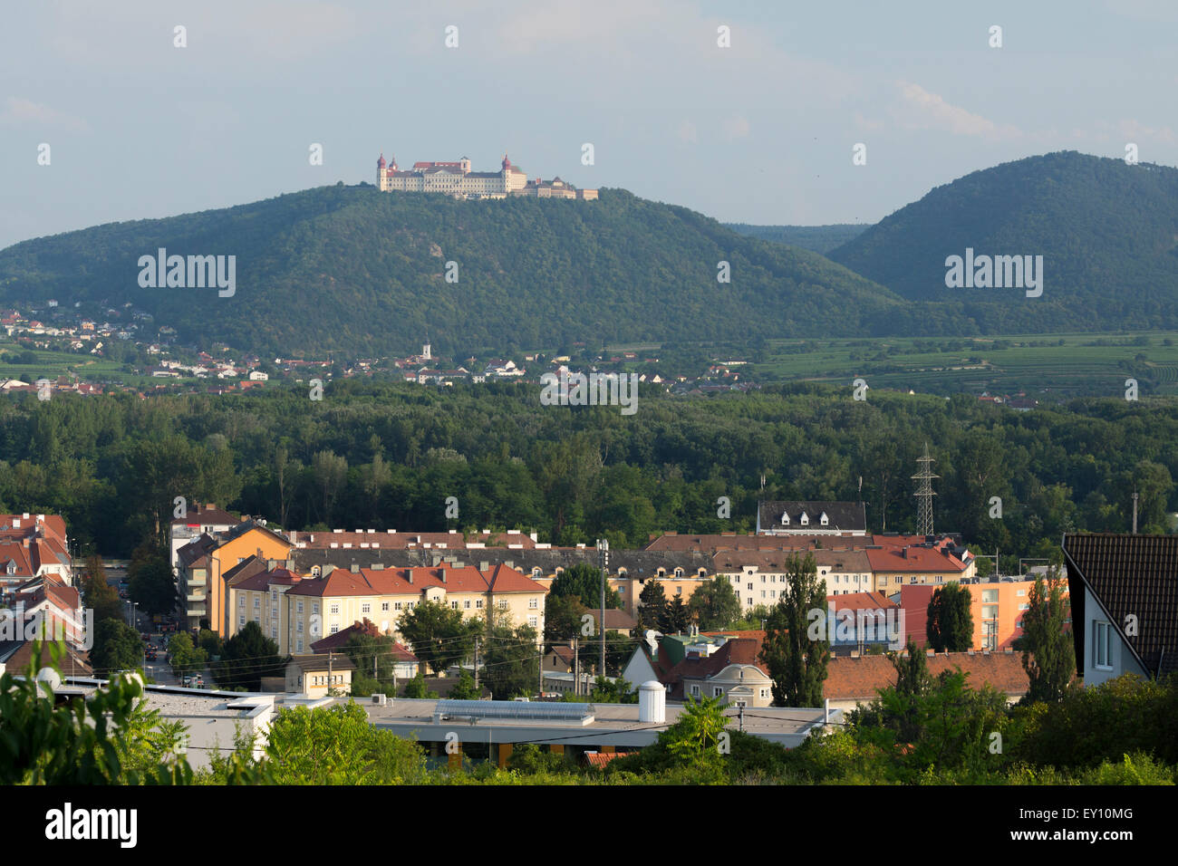 A view of the Benedictine monastery Stift Göttweig in Lower Austria, taken from Krems Stock Photo